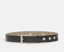 Load image into Gallery viewer, Hammitt Charlie Reversible Riveted Belt Black/Pewter Pewter