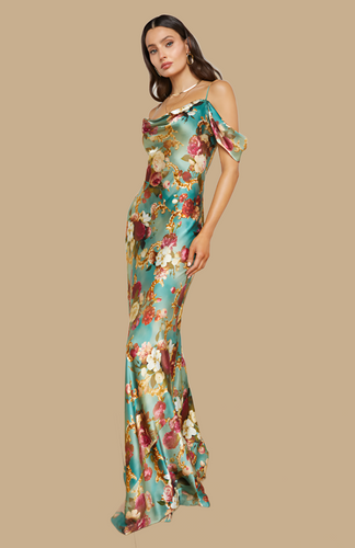 L'Agence Kenna Cowlick Silk Coldshoulder Dress Multi Rococo