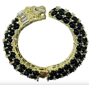 Garland Leopard Hinged Bracelet Black