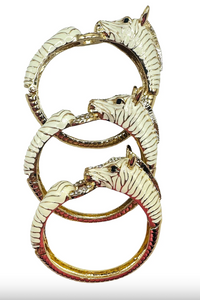 Garland Zebra Enameled Hinged Bracelet White