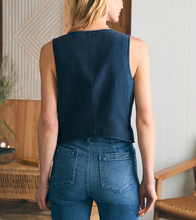 Load image into Gallery viewer, Faherty Monterey Linen Vest After Midnight