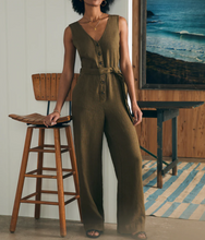 Load image into Gallery viewer, Faherty Alina Linen Jumpsuit Military Olive