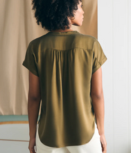 Load image into Gallery viewer, Faherty Sandwashed Silk Desmond Top Military Olive