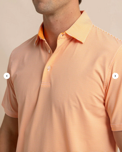 Southern Tide brrr°-eeze Meadowbrook Stripe Polo Tangerine Orange