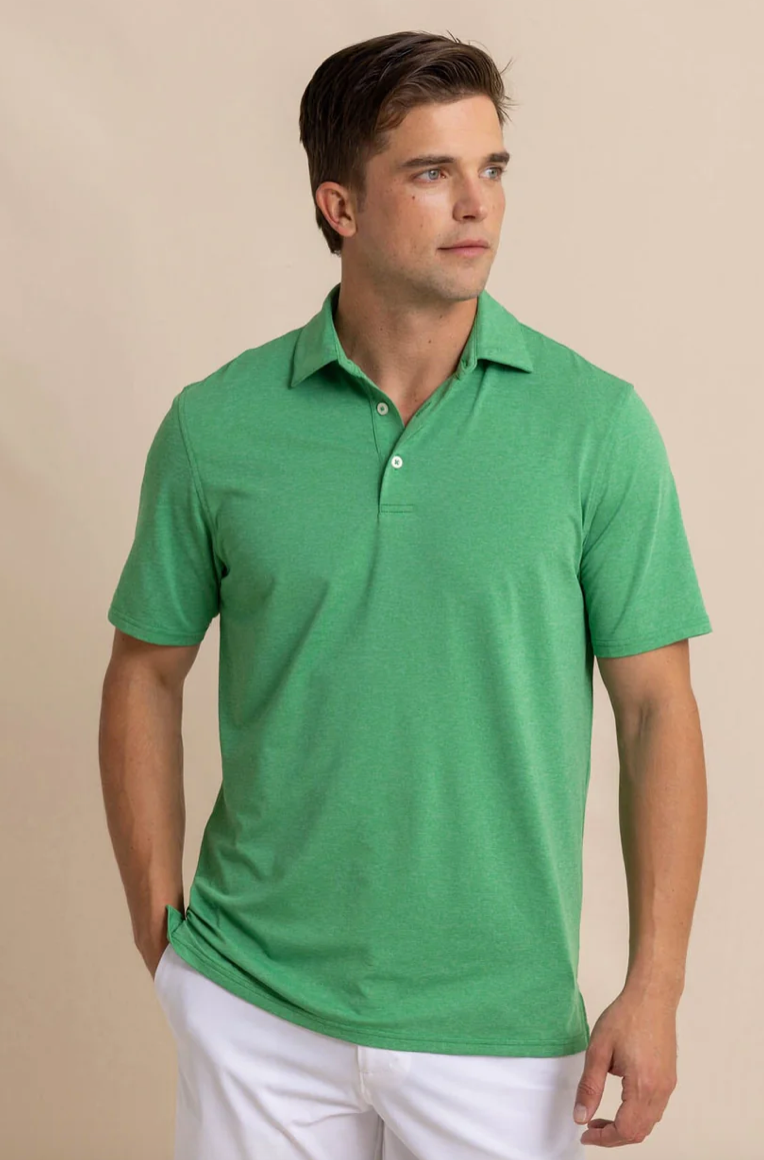 Southern Tide brrr°-eeze Performance Heather Polo Heather Kelly Green