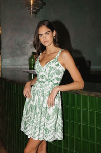 Shoshanna Evie Dress Emerald/Ivory