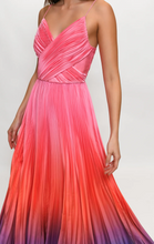 Load image into Gallery viewer, Hutch Fiji Pleated Midi Dress Sunset Gradient