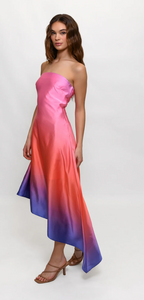 Hutch Salulita Strapless Asymmetrical Hem Dress Sunset Gradient