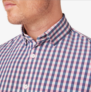 Mizzen + Main Monaco LS Shirt Blue/Rose Madison Check