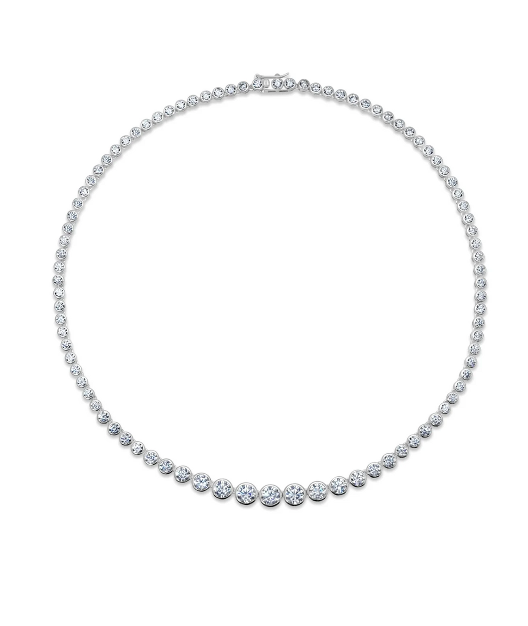 Crislu Graduated Bezel Set 16'' Tennis Necklace