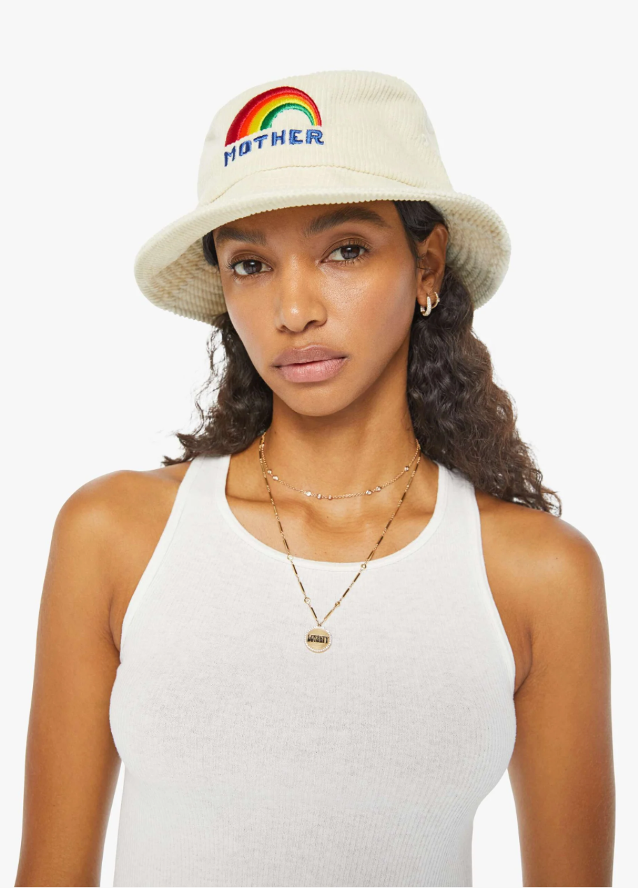 Mother Denim Bucket List Hat Cream Rainbow