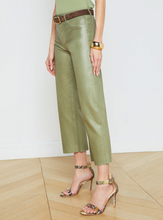 Load image into Gallery viewer, L&#39;Agence Coated Wanda HR Crop Wide Leg Oil Green