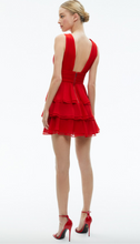 Load image into Gallery viewer, Alice + Olivia Holly Asymm  Ruffle Mini Dress Bright Ruby