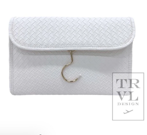 TRVL Design Luxe Bridal Hanging Toiletry Case Woven White