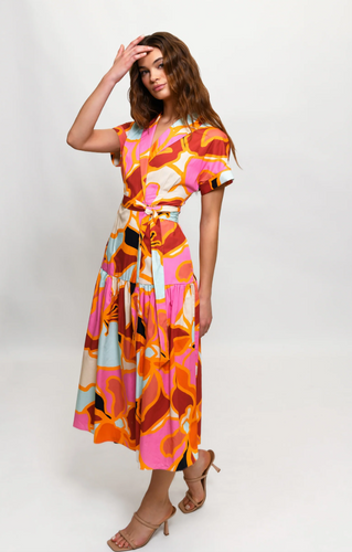 Hutch Rosen Wrap Dress Vibrant Graphic Floral