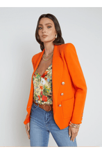 Load image into Gallery viewer, L&#39;Agence Kenzie Knit Blazer Tangerine/Gold