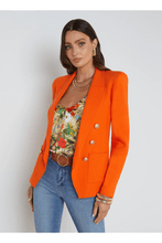 Load image into Gallery viewer, L&#39;Agence Kenzie Knit Blazer Tangerine/Gold