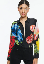 Load image into Gallery viewer, Alice + Olivia Willa Placket Top Le Parisian Black