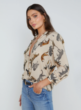 Load image into Gallery viewer, L&#39;Agence Camille 3/4 Sleeve Blouse Taupe Multi Tigers