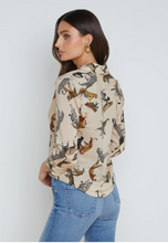 Load image into Gallery viewer, L&#39;Agence Camille 3/4 Sleeve Blouse Taupe Multi Tigers