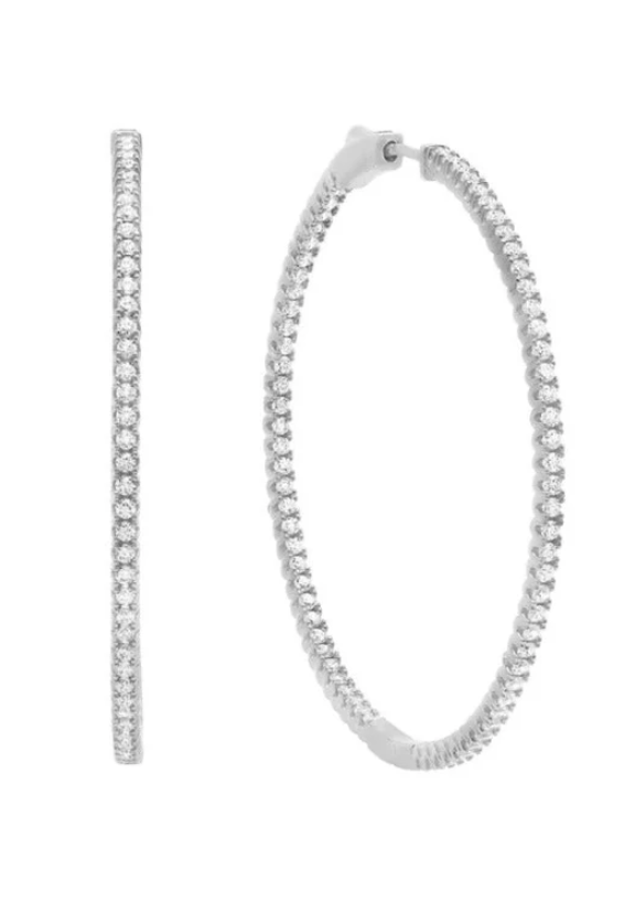 Crislu Pave Hoop Earrings Finished in Pure Platinum