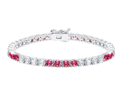 Crislu Classic Large Brilliant Tennis Bracelet in Platinum with Rubies