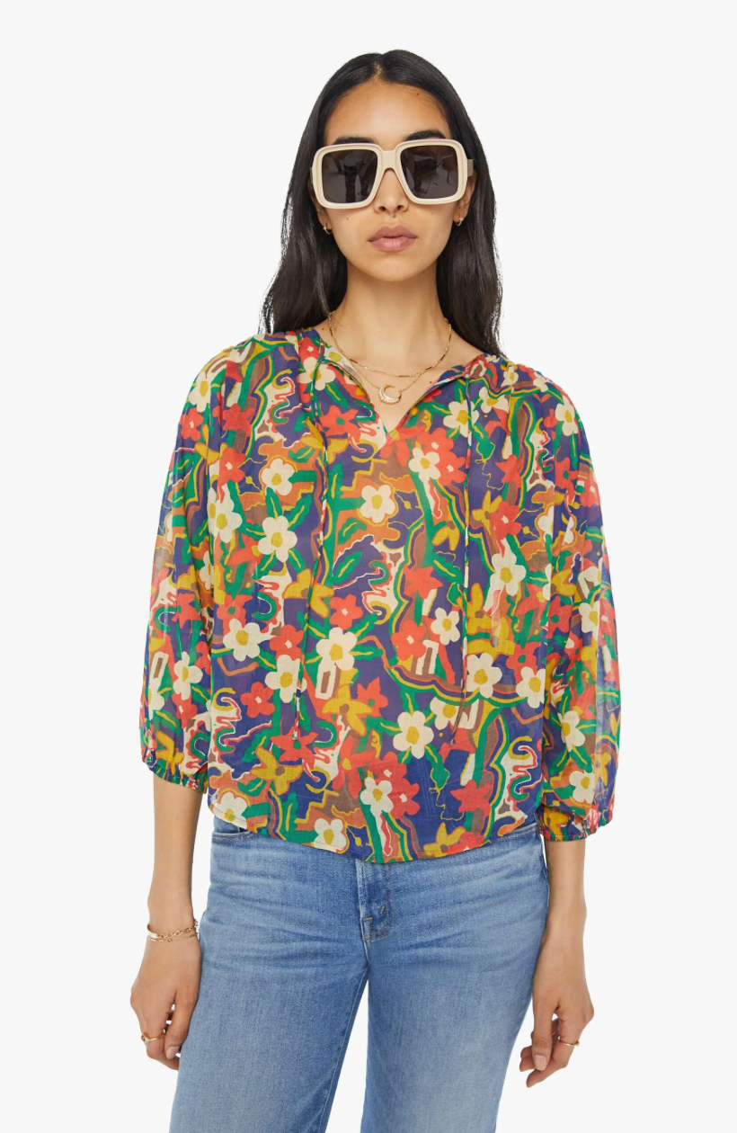 Mother Denim Breeze Tie Top Cosmic Bloom