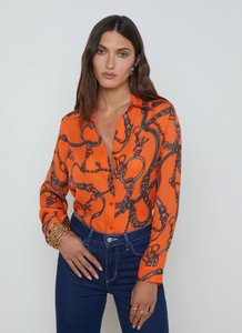 L’ Agence Nina Blouse Orange Buckle Chain