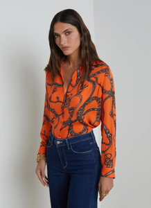 L’ Agence Nina Blouse Orange Buckle Chain