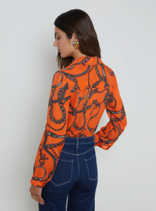 L’ Agence Nina Blouse Orange Buckle Chain