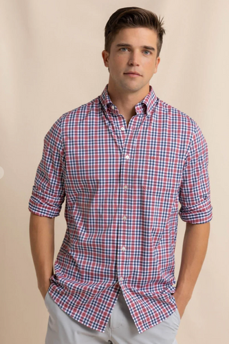 Southern Tide Haywood Brrr Plaid Shirt Red