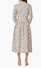 Load image into Gallery viewer, Shoshanna Kaitlyn Belted Midi Dress Ivory Peach Blue