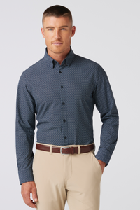 Mizzen + Main Leeward LS Dress Shirt Navy Diamond