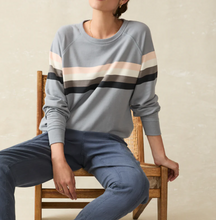 Load image into Gallery viewer, Faherty Women&#39;s Coastal Cloud Crew Blue Striped Westward