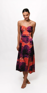 Hutch Bristol Strapless Dress Rust Floral