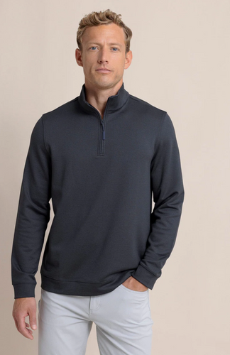 Southern Tide Schooner Quarter Zip Caviar Black