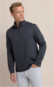 Southern Tide Schooner Quarter Zip Caviar Black