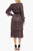 Load image into Gallery viewer, Jewel Copper Stripe LS Tiered Cocktail Dress