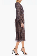 Load image into Gallery viewer, Jewel Copper Stripe LS Tiered Cocktail Dress