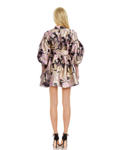 Load image into Gallery viewer, Jewel Belle Brocade Belted Dress Pink Gold