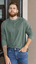 Load image into Gallery viewer, Faherty Men&#39;s LS Cloud Henley Deep Fern