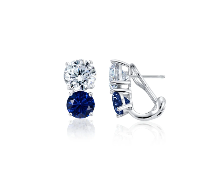 Crislu 2 Stone Posted Earring Sapphire