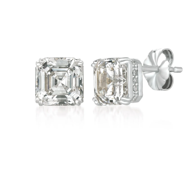 Crislu Royal Asscher Cut Earrings Platinum