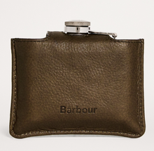 Load image into Gallery viewer, Barbour Quilted/Leather Padbury Hip Flask Dark Brown/Olive