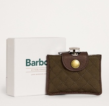 Load image into Gallery viewer, Barbour Quilted/Leather Padbury Hip Flask Dark Brown/Olive