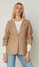 Load image into Gallery viewer, Denise Faux Leather and Hoodie Jacket Tan/Cream