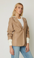 Load image into Gallery viewer, Denise Faux Leather and Hoodie Jacket Tan/Cream