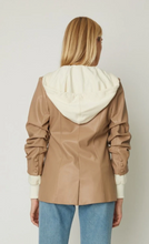 Load image into Gallery viewer, Denise Faux Leather and Hoodie Jacket Tan/Cream