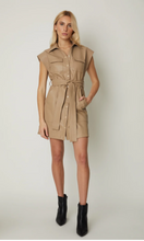 Load image into Gallery viewer, Monica Faux Leather Dress Light Beige