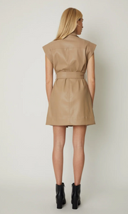 Monica Faux Leather Dress Light Beige